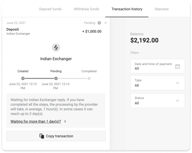 Vložte prostředky na Binomo prostřednictvím bankovní karty