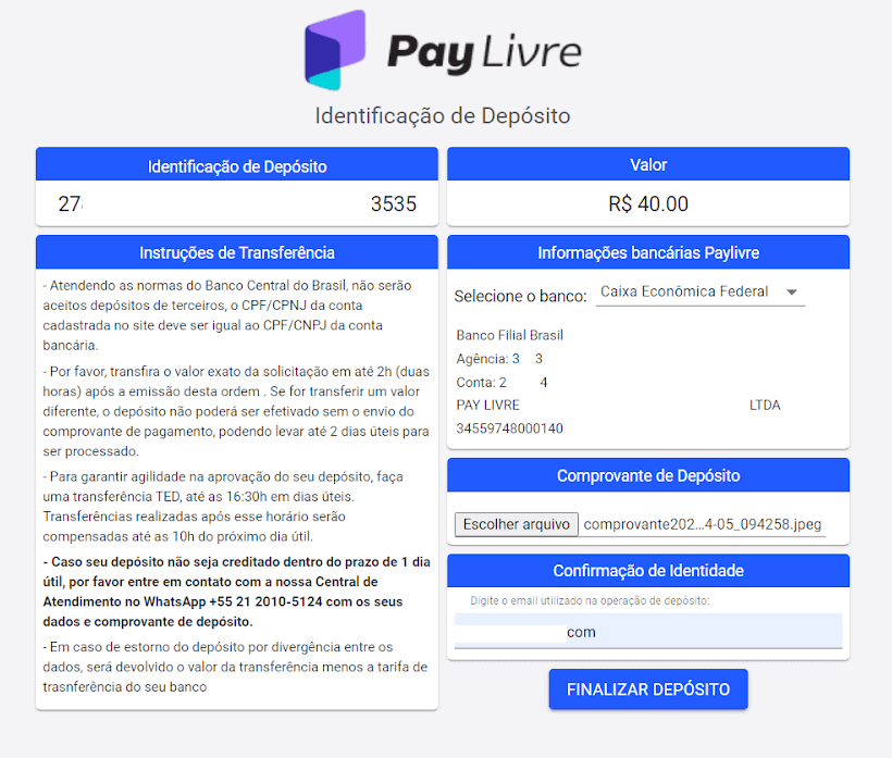 إيداع الأموال على Binomo عبر الخدمات المصرفية عبر الإنترنت في البرازيل (Bank Transer، Paylivre، Loterica، Itau، Boleto Rapido) والمحافظ الإلكترونية (Picpay، Astropay، Banco do Brasil، Santander، Bradesco، Neteller، Skrill، WebMoney، Advcash)