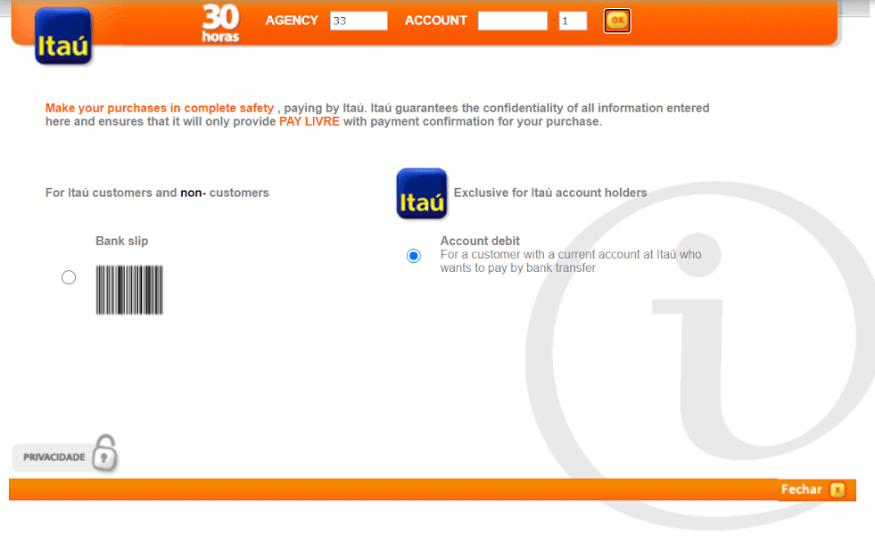 Braziliya Internet-banking (Bank Transer, Paylivre, Loterica, Itau, Boleto Rapido) va elektron hamyonlar (Picpay, Astropay, Banco do Brasil, Santander, Bradesco, Neteller, Skrill, WebMoney, Advcash) orqali Binomo-ga mablag'larni depozit qilish. Braziliya Internet-banking (Bank Transer, Paylivre, Loterica, Itau, Boleto Rapido) va elektron hamyonlar (Picpay, Astropay, Banco do Brasil, Santander, Bradesco, Neteller, Skrill, WebMoney, Advcash) orqali Binomo-ga mablag'larni depozit qilish.