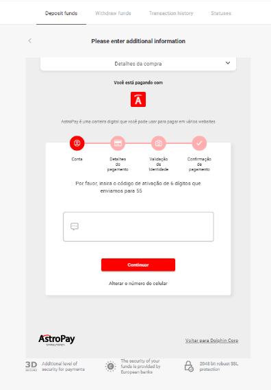 Braziliya Internet-banking (Bank Transer, Paylivre, Loterica, Itau, Boleto Rapido) va elektron hamyonlar (Picpay, Astropay, Banco do Brasil, Santander, Bradesco, Neteller, Skrill, WebMoney, Advcash) orqali Binomo-ga mablag'larni depozit qilish. Braziliya Internet-banking (Bank Transer, Paylivre, Loterica, Itau, Boleto Rapido) va elektron hamyonlar (Picpay, Astropay, Banco do Brasil, Santander, Bradesco, Neteller, Skrill, WebMoney, Advcash) orqali Binomo-ga mablag'larni depozit qilish.