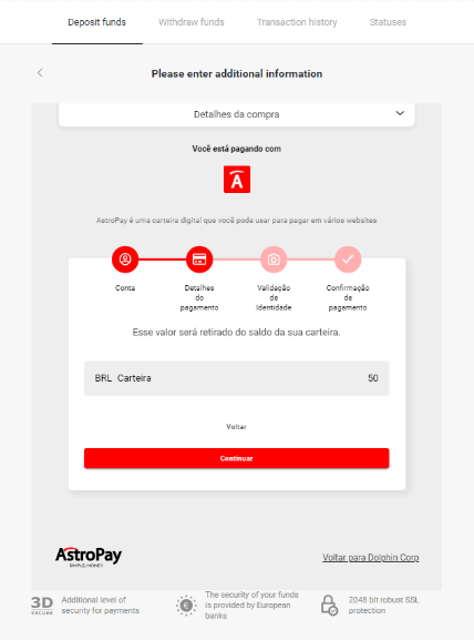 Braziliya Internet-banking (Bank Transer, Paylivre, Loterica, Itau, Boleto Rapido) va elektron hamyonlar (Picpay, Astropay, Banco do Brasil, Santander, Bradesco, Neteller, Skrill, WebMoney, Advcash) orqali Binomo-ga mablag'larni depozit qilish. Braziliya Internet-banking (Bank Transer, Paylivre, Loterica, Itau, Boleto Rapido) va elektron hamyonlar (Picpay, Astropay, Banco do Brasil, Santander, Bradesco, Neteller, Skrill, WebMoney, Advcash) orqali Binomo-ga mablag'larni depozit qilish.