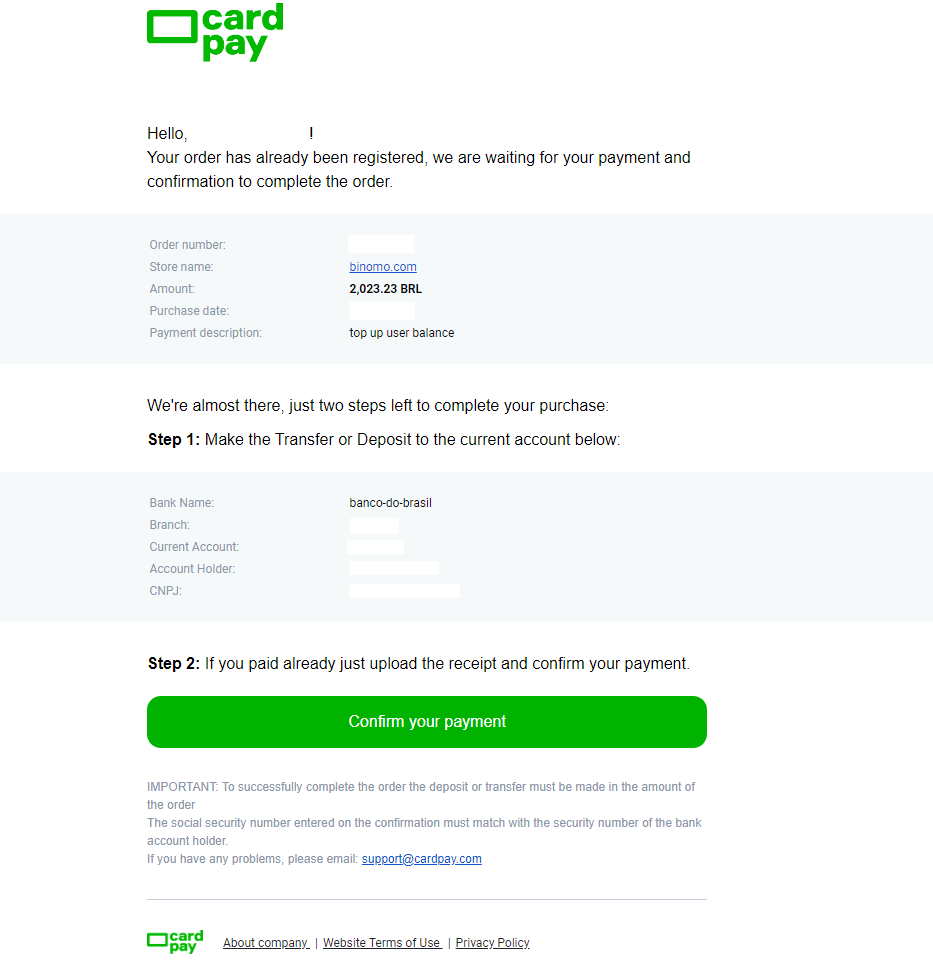 Braziliya Internet-banking (Bank Transer, Paylivre, Loterica, Itau, Boleto Rapido) va elektron hamyonlar (Picpay, Astropay, Banco do Brasil, Santander, Bradesco, Neteller, Skrill, WebMoney, Advcash) orqali Binomo-ga mablag'larni depozit qilish. Braziliya Internet-banking (Bank Transer, Paylivre, Loterica, Itau, Boleto Rapido) va elektron hamyonlar (Picpay, Astropay, Banco do Brasil, Santander, Bradesco, Neteller, Skrill, WebMoney, Advcash) orqali Binomo-ga mablag'larni depozit qilish.