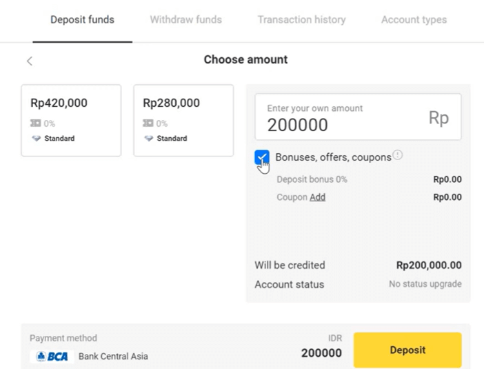 Deposit Funds on Binomo via Indonesia Bank Transfer (Virtual Account, Internet Banking) Deposit Funds on Binomo via Indonesia Bank Transfer (Virtual Account, Internet Banking)