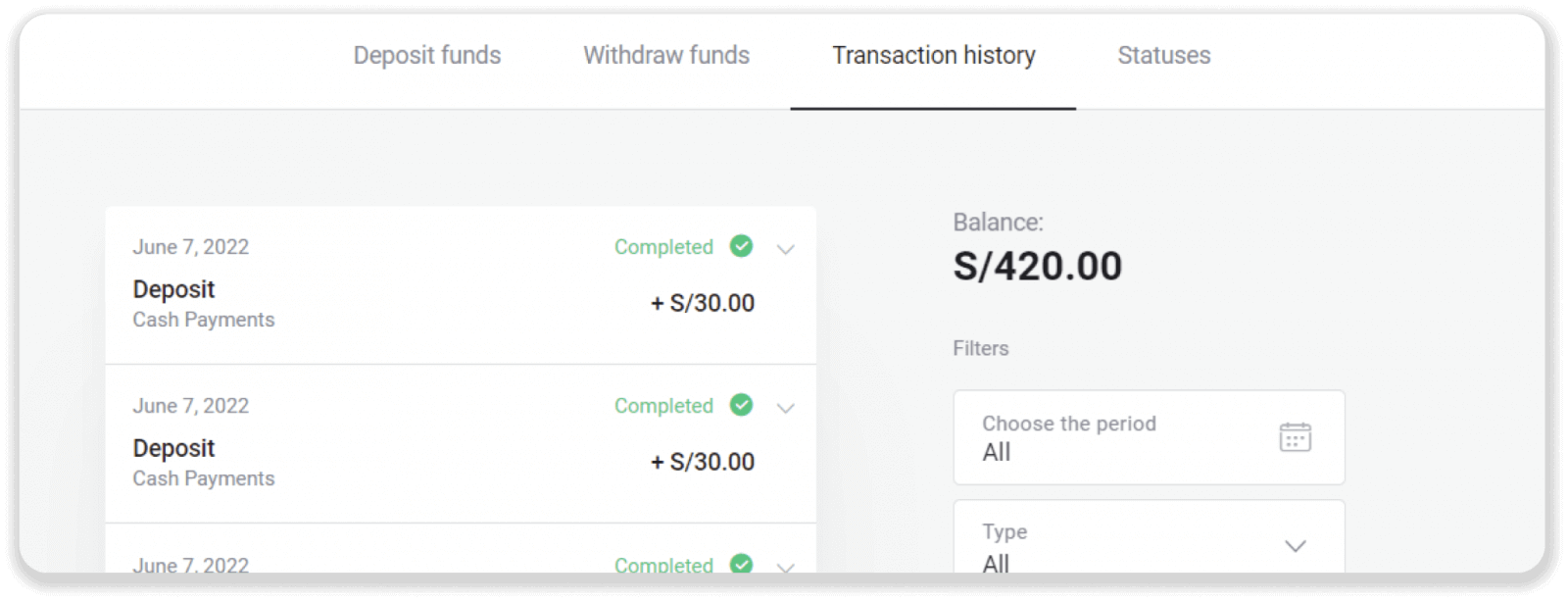 Deposit Funds on Binomo via Peru Bank Card (Mastercard / Maestro), Bank Transfer (BBVA, Cash Payments, Scotiabank, Caja Tacna, BCP bank, Caja Huancayo, Caja Trujillo, Interbank, Caja Arequipa) and E-wallets (AstroPay, Jeton) Deposit Funds on Binomo via Peru Bank Card (Mastercard / Maestro), Bank Transfer (BBVA, Cash Payments, Scotiabank, Caja Tacna, BCP bank, Caja Huancayo, Caja Trujillo, Interbank, Caja Arequipa) and E-wallets (AstroPay, Jeton)