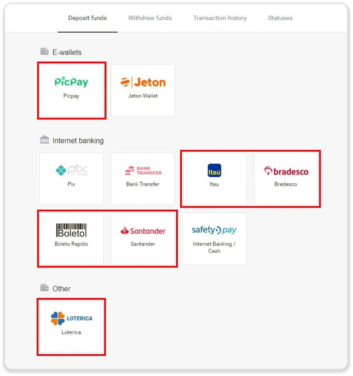 Внесите средства посредством банковского перевода (Itau, PicPay, Loterica, Boleto Rapido, Paylivre, Pagsmile, Bradesco, Santander) на Binomo Внесите средства посредством банковского перевода (Itau, PicPay, Loterica, Boleto Rapido, Paylivre, Pagsmile, Bradesco, Santander) на Binomo