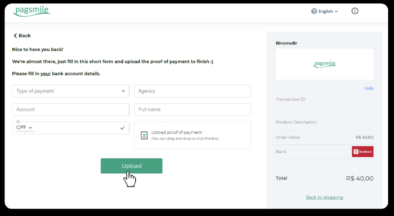 Внесите средства посредством банковского перевода (Itau, PicPay, Loterica, Boleto Rapido, Paylivre, Pagsmile, Bradesco, Santander) на Binomo Внесите средства посредством банковского перевода (Itau, PicPay, Loterica, Boleto Rapido, Paylivre, Pagsmile, Bradesco, Santander) на Binomo