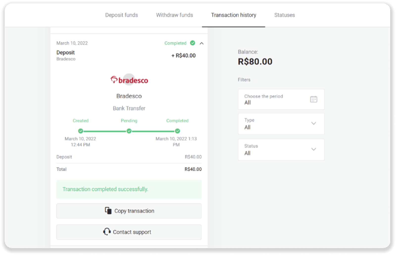 Внесите средства посредством банковского перевода (Itau, PicPay, Loterica, Boleto Rapido, Paylivre, Pagsmile, Bradesco, Santander) на Binomo Внесите средства посредством банковского перевода (Itau, PicPay, Loterica, Boleto Rapido, Paylivre, Pagsmile, Bradesco, Santander) на Binomo