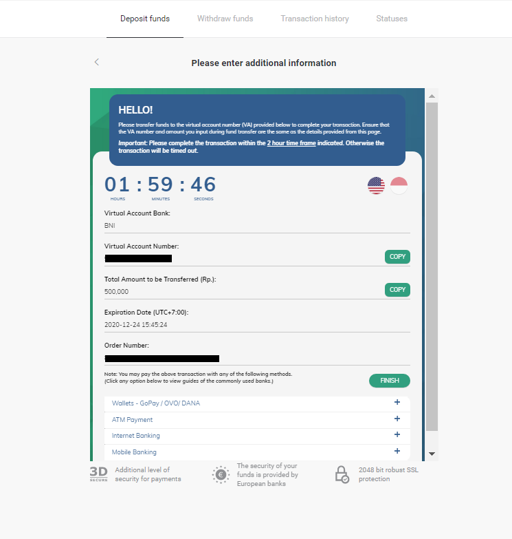 Deposit Funds in Binomo via Indonesia Bank Transfer (Virtual Account, Virtual Account Bank Mandiri, Internet Banking) Deposit Funds in Binomo via Indonesia Bank Transfer (Virtual Account, Virtual Account Bank Mandiri, Internet Banking)