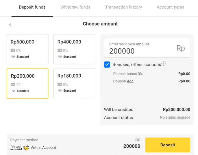 Deposit Funds in Binomo via Indonesia Bank Transfer (Virtual Account, Virtual Account Bank Mandiri, Internet Banking) Deposit Funds in Binomo via Indonesia Bank Transfer (Virtual Account, Virtual Account Bank Mandiri, Internet Banking)