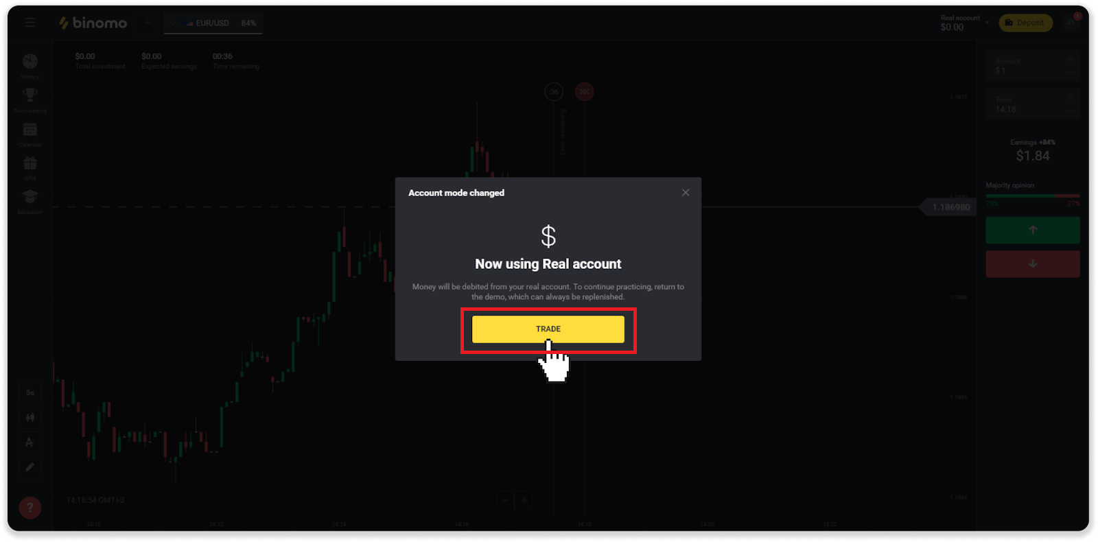 በ Binomo ላይ የማሳያ መለያ እንዴት እንደሚከፈት
