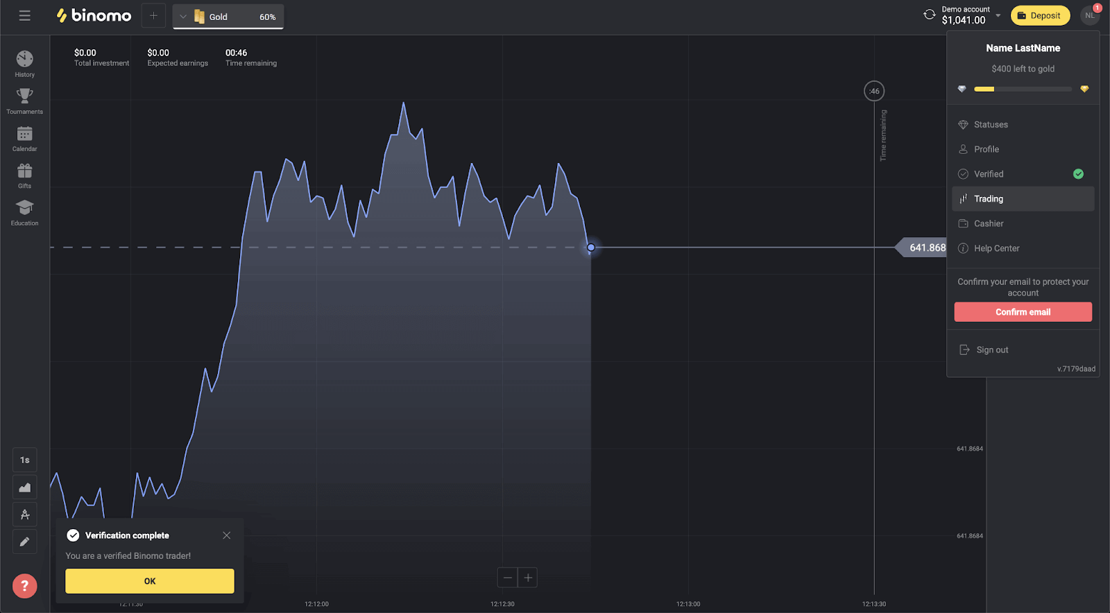 Binomo တွင်အကောင့်အတည်ပြုရန် Binomo တွင်အကောင့်အတည်ပြုရန်