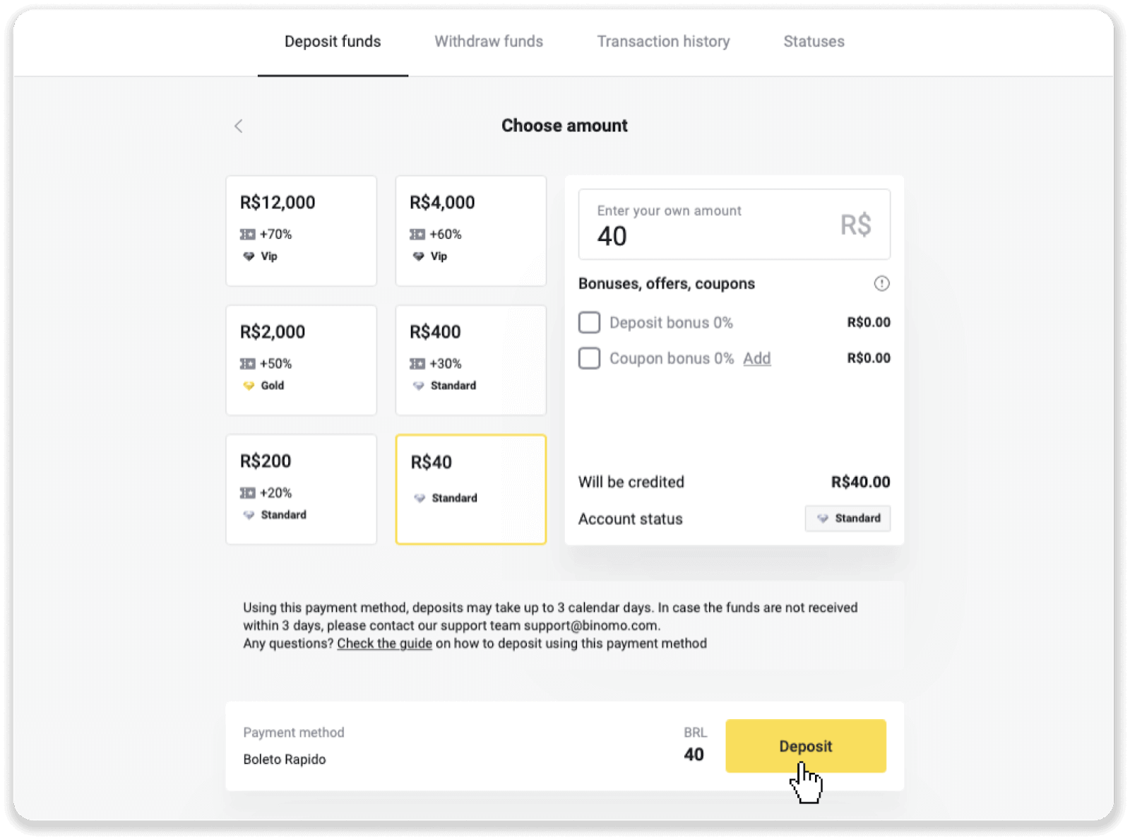 How to Withdraw and Make a Deposit in Binomo