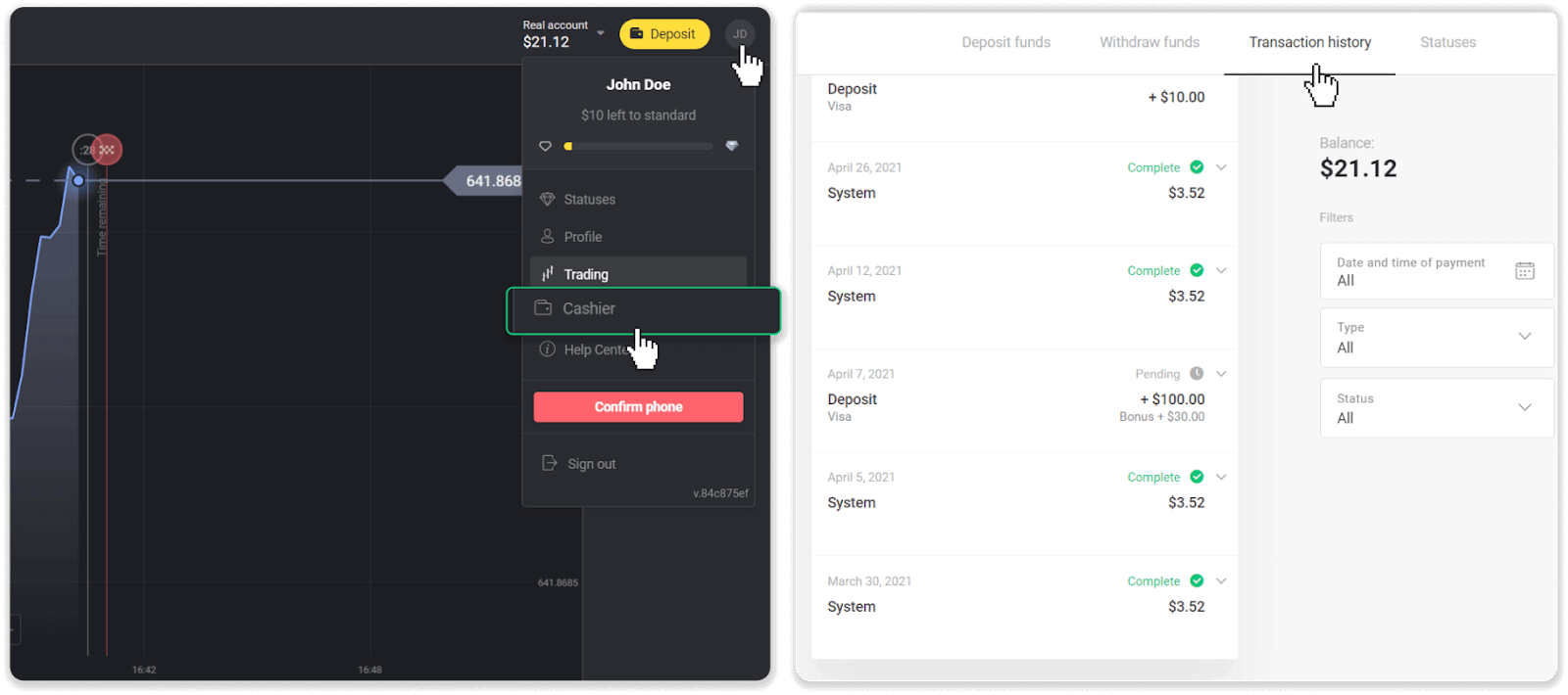 How to Withdraw and Make a Deposit in Binomo