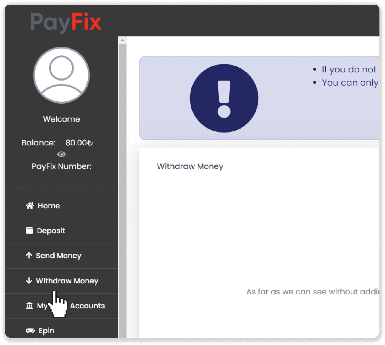 Si të tërhiqni fonde nga Binomo në portofolin tim elektronik (Payfix, Webmoney WMZ, Tpaga, Perfect Money, para ADV, PayTM, Globe Pay, AstroPay, Jeton Wallet)