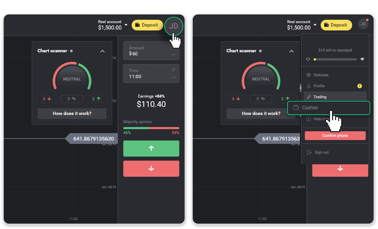 Si të tërhiqni fonde nga Binomo në portofolin tim elektronik (Payfix, Webmoney WMZ, Tpaga, Perfect Money, para ADV, PayTM, Globe Pay, AstroPay, Jeton Wallet)