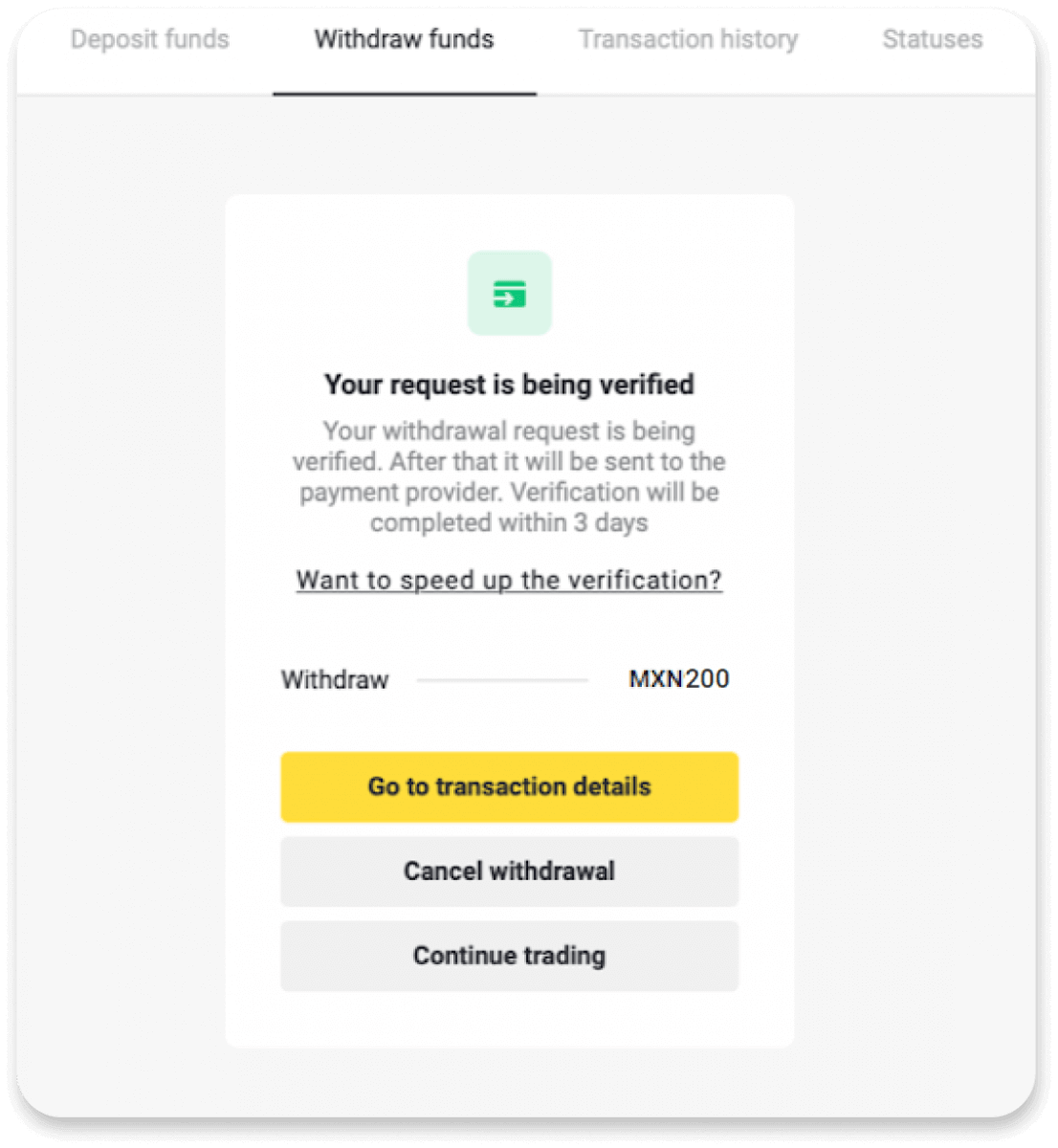 Si të tërhiqni fonde nga Binomo në portofolin tim elektronik (Payfix, Webmoney WMZ, Tpaga, Perfect Money, para ADV, PayTM, Globe Pay, AstroPay, Jeton Wallet)
