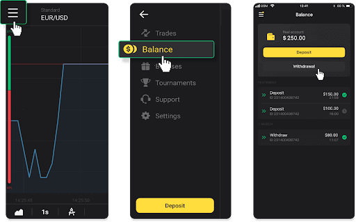 Si të tërhiqni fonde nga Binomo në portofolin tim elektronik (Payfix, Webmoney WMZ, Tpaga, Perfect Money, para ADV, PayTM, Globe Pay, AstroPay, Jeton Wallet)
