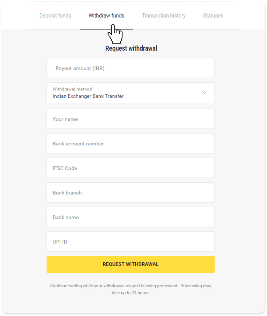 Cara Menarik Dana ke Rekening Bank saya (transfer Bank, Internet Banking, IMPS Bank Transfer, NEFT Bank Transfer, Indian Exchanger, NetBanking, Virtual Account, CEPbank, PIX) di Binomo