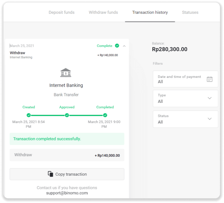 Cara Menarik Dana ke Rekening Bank saya (transfer Bank, Internet Banking, IMPS Bank Transfer, NEFT Bank Transfer, Indian Exchanger, NetBanking, Virtual Account, CEPbank, PIX) di Binomo