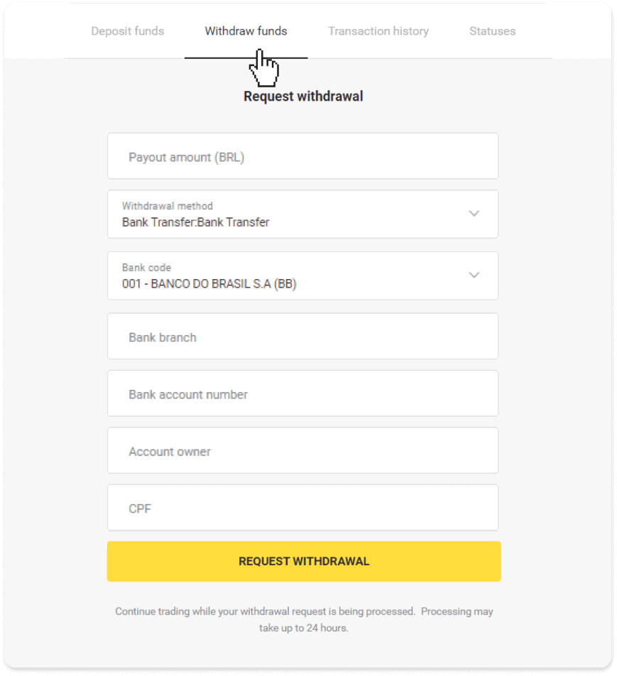Cara Menarik Dana ke Rekening Bank saya (transfer Bank, Internet Banking, IMPS Bank Transfer, NEFT Bank Transfer, Indian Exchanger, NetBanking, Virtual Account, CEPbank, PIX) di Binomo