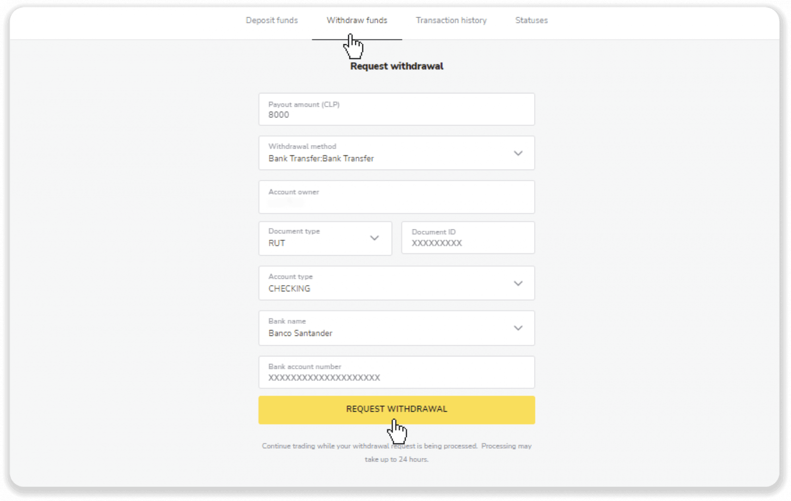 Cara Menarik Dana ke Rekening Bank saya (transfer Bank, Internet Banking, IMPS Bank Transfer, NEFT Bank Transfer, Indian Exchanger, NetBanking, Virtual Account, CEPbank, PIX) di Binomo